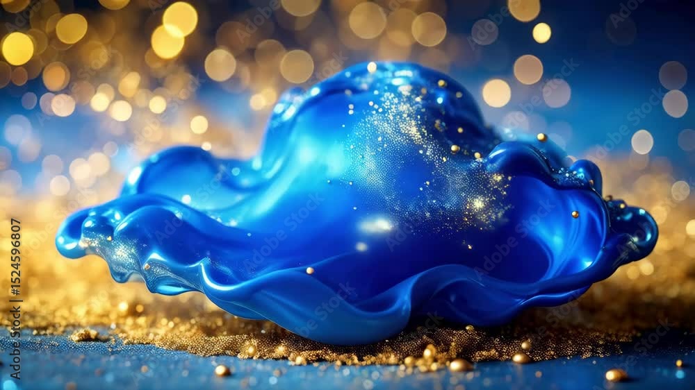 Poster vivid blue decorative object with gold accents and bokeh background creates a sophisticated and eleg