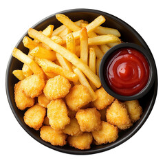 Chicken Tenders and Fries Isolated on Transparent Background