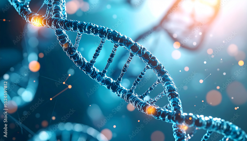 Poster dna strand of life: a stunning visual representation of a dna double helix, symbolizing the essence 