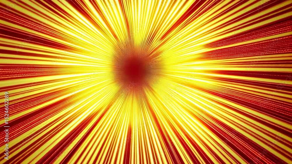 Poster abstract animation of yellow light streaks converging to a bright center point, creating tunnel effe