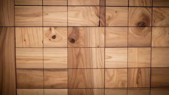 Modern wood paneling background with natural grain texture and square block pattern forming a neutral interior surface.
