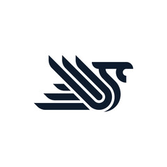 simple stripes of pelicans swimming on water logo vector