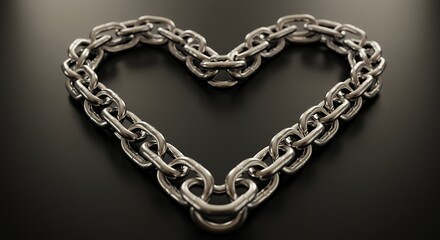 Obraz premium Chain Heart on Black Background