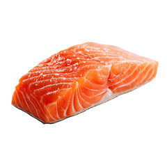 Raw fresh salmon fillet placed cleanly isolated on a transparent background