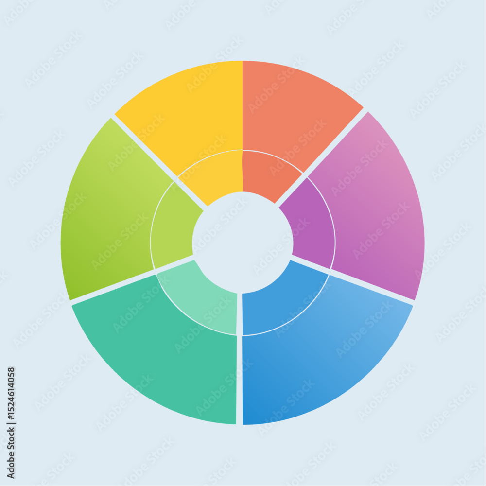 Aufkleber a modern donut-style chart using pastel segments in a clean and simple layout, great for infographic