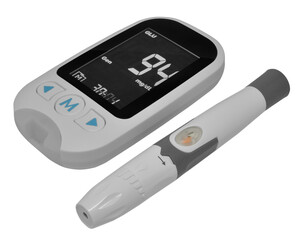 Digital Blood Glucose, Cholesterol, and Uric Acid Monitoring Device with Lancing Pen – Isolated