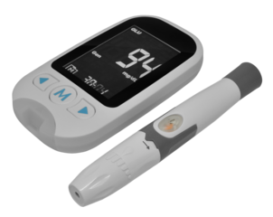 Digital Blood Glucose, Cholesterol, and Uric Acid Monitoring Device with Lancing Pen – Isolated