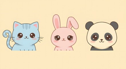 Cute cartoon vector illustration of a fun baby cat and dog with a heart design