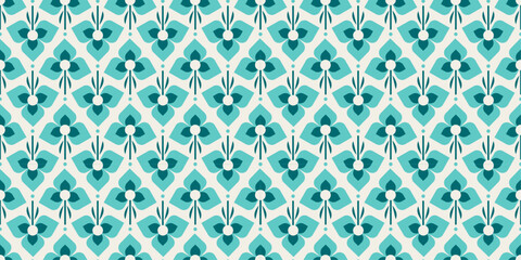 Teal Floral Pattern Design: Elegant Seamless Texture for Textile, Wallpaper, and Fabric