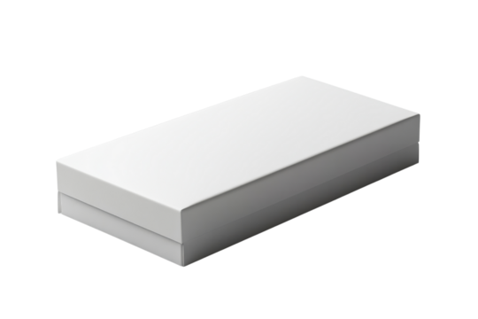 White rectangular cardboard box isolated on white background