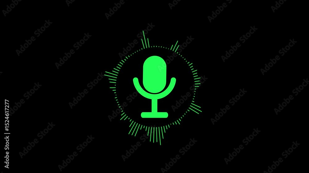 Aufkleber abstract microphone with sound waveform. sound audio waves isolated on black background. seamless lo