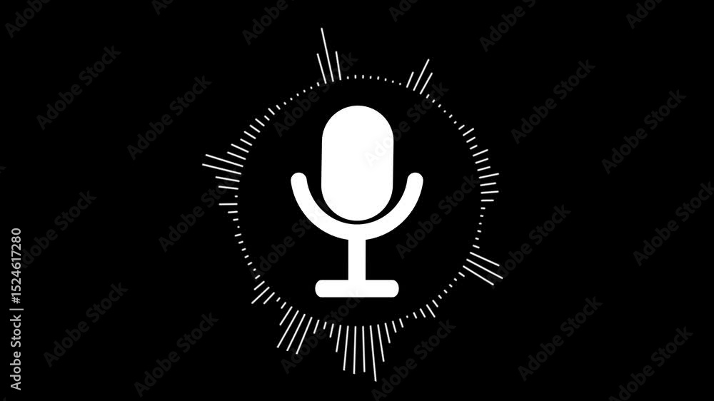Aufkleber abstract microphone with sound waveform. sound audio waves isolated on black background. seamless lo