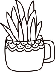 Leafy Plant in Cup Pot Doodle

