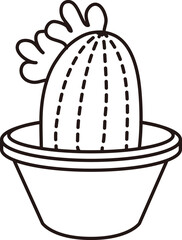 Flowering Cactus Potted Plant Doodle

