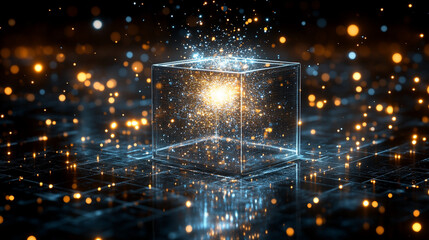 A silver box opens dramatically, releasing a radiant burst of glowing silver light. Symbol of hidden potential, creative awakening, and transformative power in the digital or abstract imagination.

