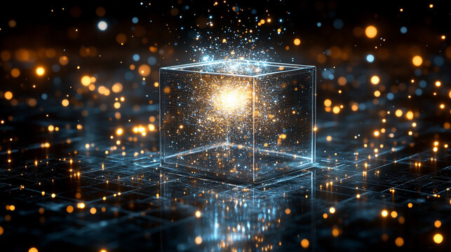 A silver box opens dramatically, releasing a radiant burst of glowing silver light. Symbol of hidden potential, creative awakening, and transformative power in the digital or abstract imagination.

