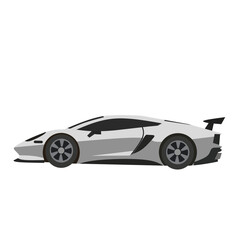 Flat vector of a white supercar in side view. Clean, stylish, and modern – ideal for racing, tech, and luxury automotive projects