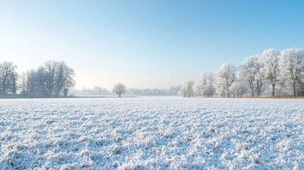 Fototapeta premium Frosty winter field under a clear sky