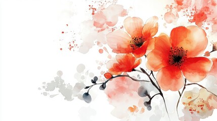 Elegant watercolor floral arrangement with vibrant blooms and soft washes