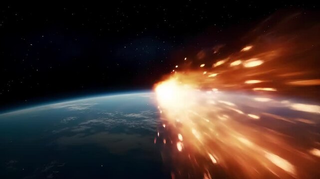 Fiery Meteoroid Impacting Earth's Atmosphere