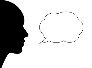 人の横顔のシルエットと吹き出し