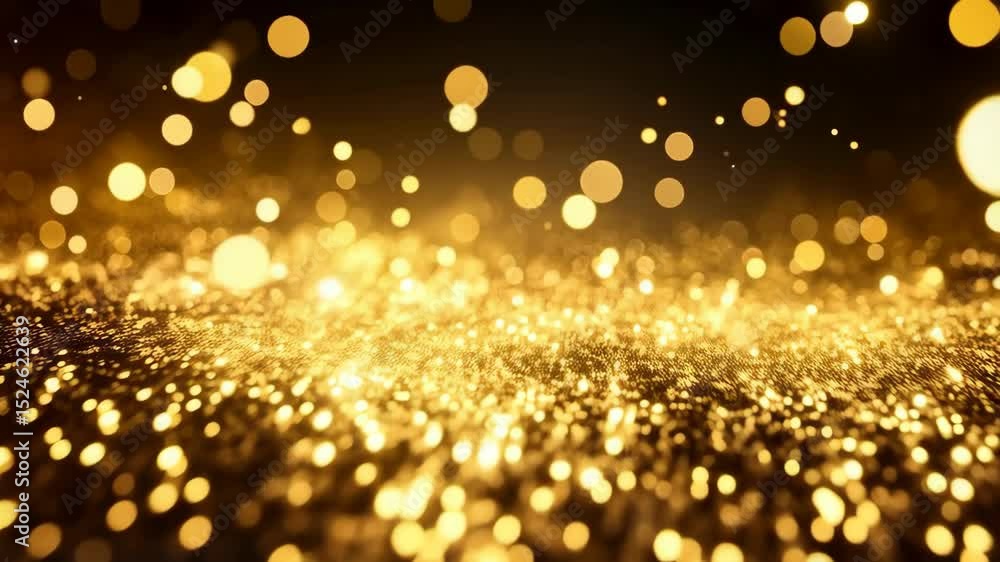 Poster abstract golden glittering particle field with defocused bokeh lights creating an elegant and festiv