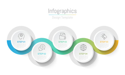 Infographic 5 options design elements for your business data. Vector Illustration.