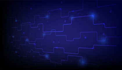 Abstract futuristic blue background with geometric shapes and flow lights. Vector illustration