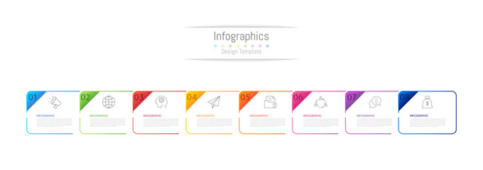 Infographic 8 options design elements for your business data. Vector Illustration.