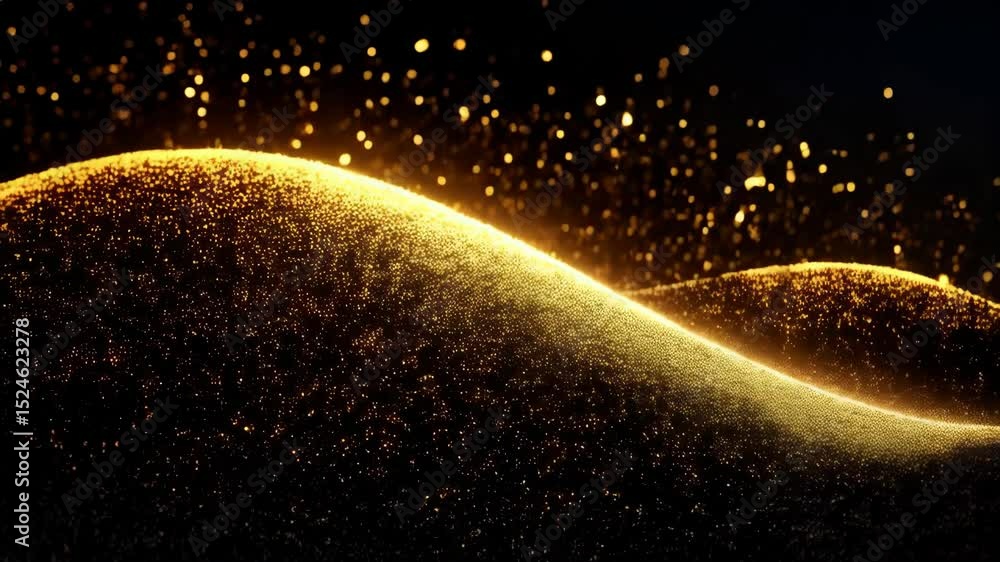 Poster abstract golden sand dunes with sparkling particles creating a glittering and elegant texture for ba