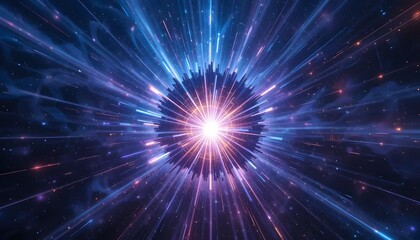 Abstract digital light burst with futuristic technology background