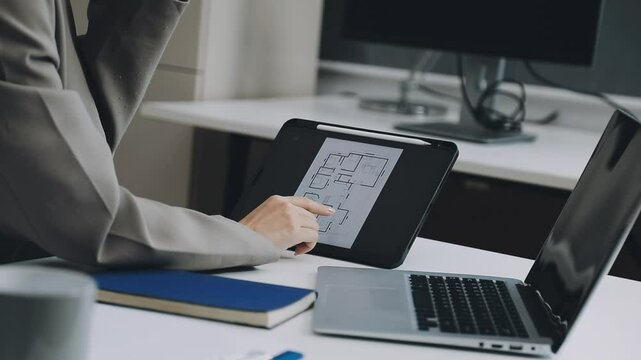 Two asian team working development of programming and encryption technology website design programmers on desk in office