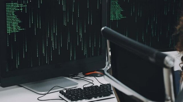 Two asian team working development of programming and encryption technology website design programmers on desk in office