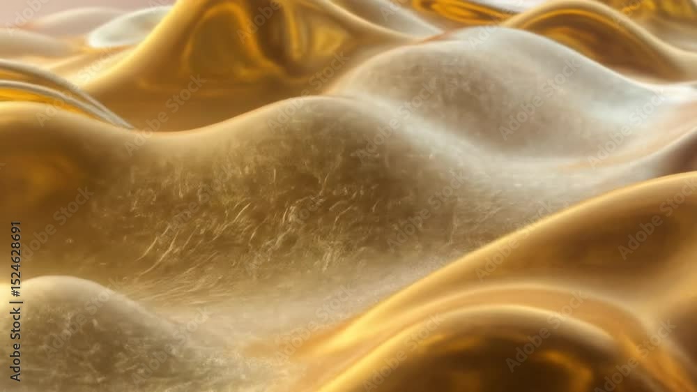 Poster golden abstract surface waves flowing in a seamless loop animation