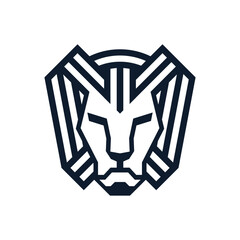 lion head with striped hair logo vector
