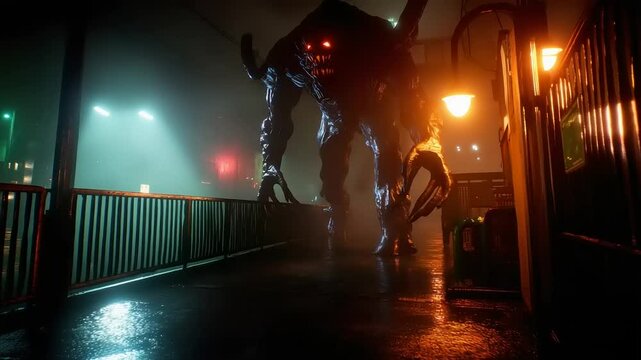 Nightmarish City Encounter: A Gigantic Creature Looms