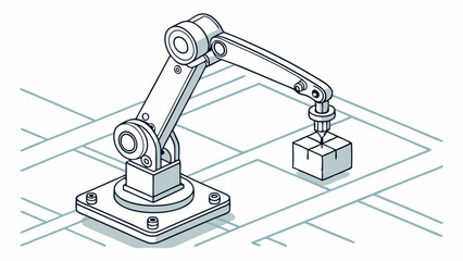 Obraz premium Robotic Arm Handling a Package in an Industrial Setting