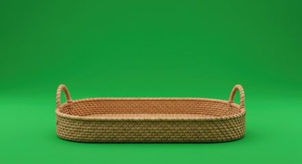 Empty woven basket ideal for lifestyle, fashion, or eco-friendly branding in marketing and website design.
