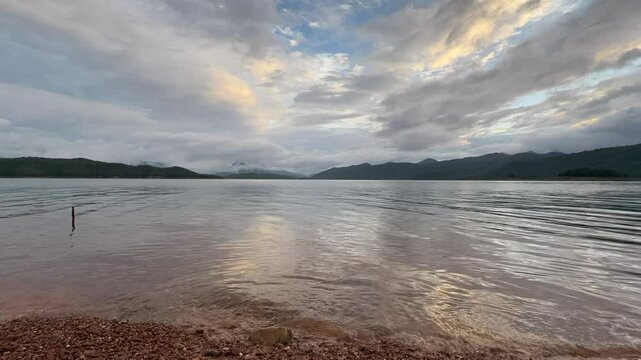 morning sunset timelapse from lake view in Thailand 