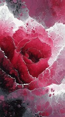 Crimson Bloom – Abstract Rose in Fluid Motion, acrylic spray storm, red rose 