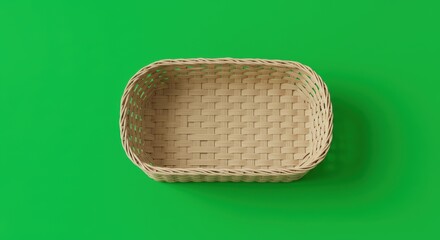 Empty woven basket ideal for eco-friendly branding, food packaging, retail displays, or nature-inspired digital content.