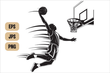 Obraz premium Basketball Silhouette SVG Bundle | Sports Cut Files for Cricut & Silhouette | Slam Dunk SVG Pack