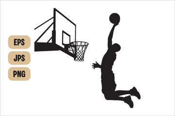 Fototapeta premium Basketball Silhouette SVG Bundle | Sports Cut Files for Cricut & Silhouette | Slam Dunk SVG Pack