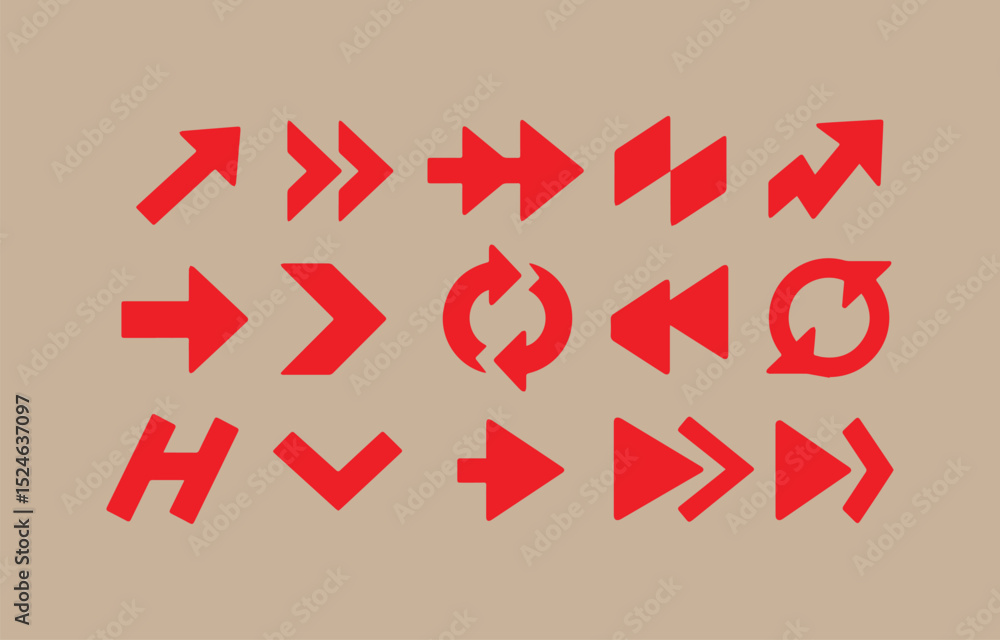 Poster collection of red arrow icons for web design