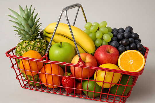 fruit basket isolated on white. basket full of fruit. world fruit day concept