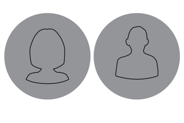 Avatars of a man and a woman. Silhouettes male and female. Profiles of abstract people. Unknown or anonymous persons. Vector illustration