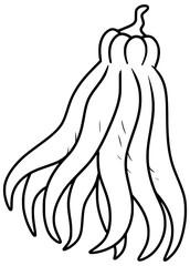 Buddha's Hand Fruit Vector Outline Line Art Drawing
