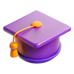 3d render of a purple graduation cap isolated on transparent background