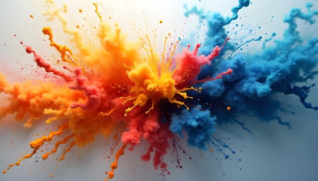 A vibrant explosion of colored powder on a gradient background