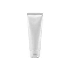 Minimalist white tube with transparent background, clean beauty product design, skincare packaging.